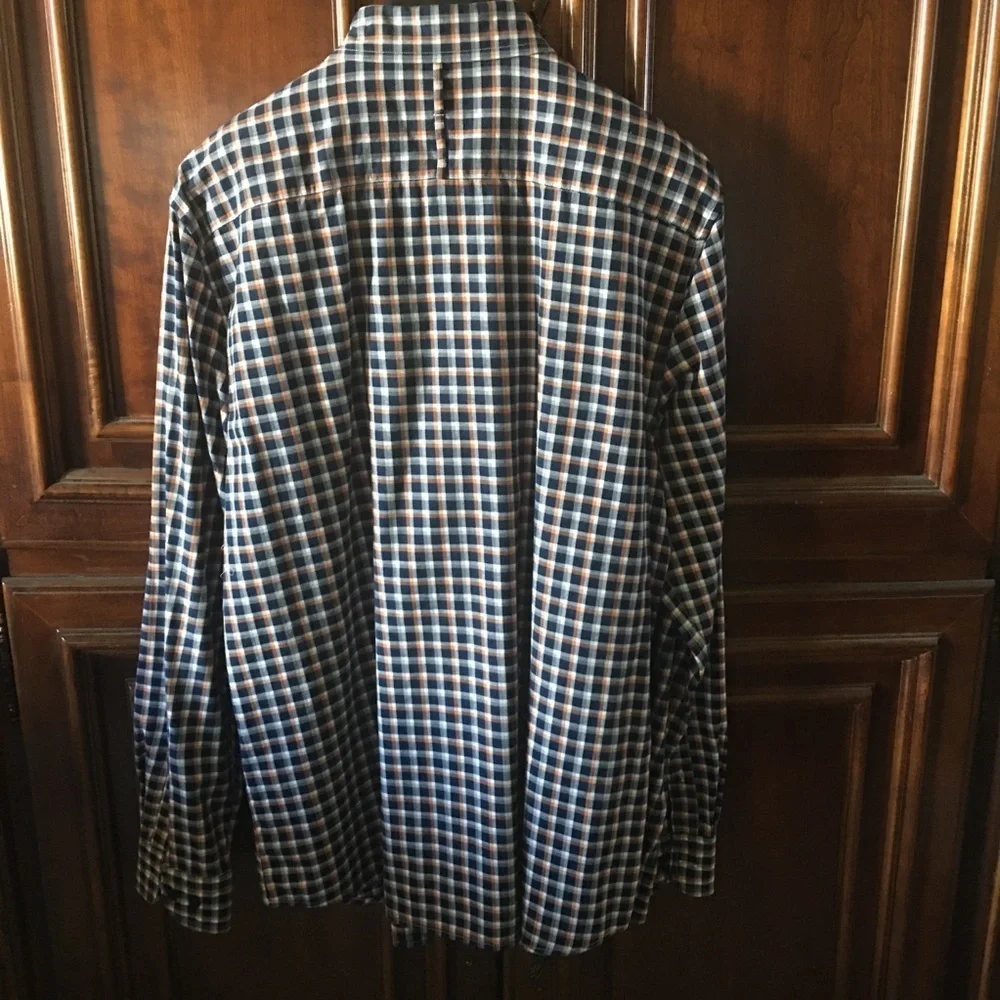 Banana Republic Luxe flannel checked - L Slim Fit Orange and Blue button down